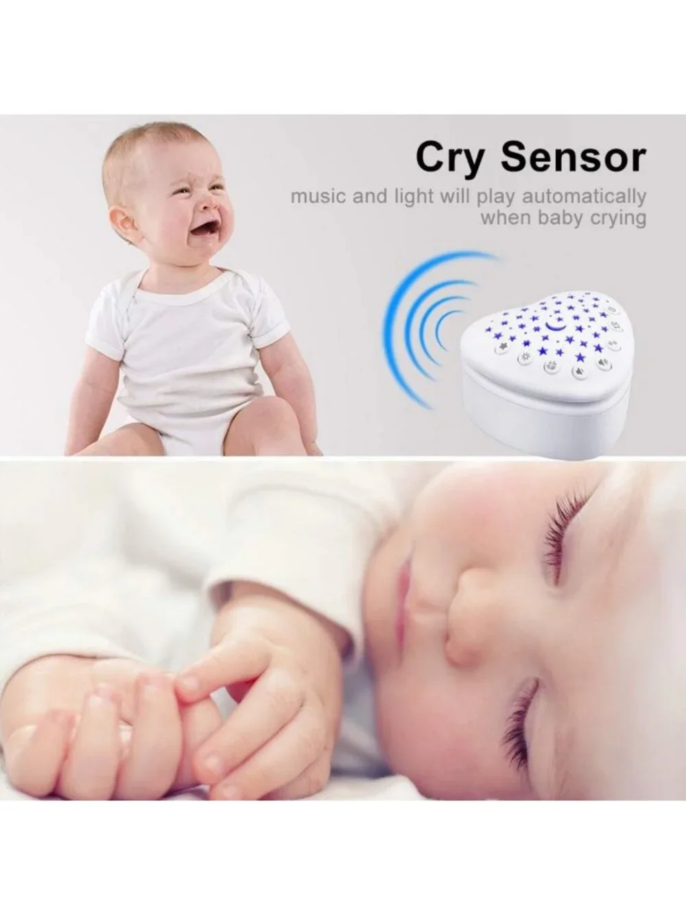 Portable White Noise Machine & Baby Sleep Soother with 15 Sounds, Night Light